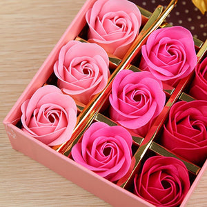 14pcs Rose Flower Soaps with Gold Rose