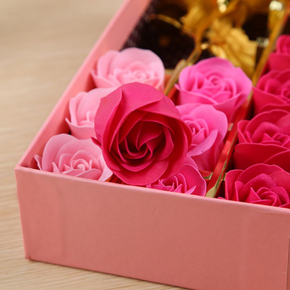 14pcs Rose Flower Soaps with Gold Rose