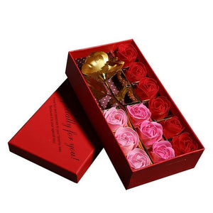 14pcs Rose Flower Soaps with Gold Rose