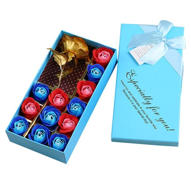 14pcs Rose Flower Soaps with Gold Rose
