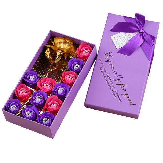 14pcs Rose Flower Soaps with Gold Rose
