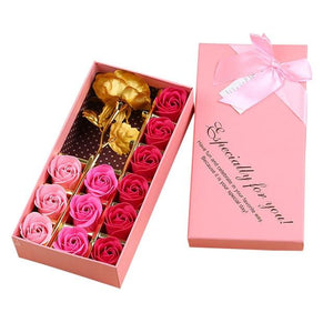14pcs Rose Flower Soaps with Gold Rose