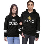 QUEEN KING Striped Hooded Couple Sweater