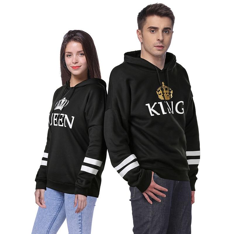 QUEEN KING Striped Hooded Couple Sweater
