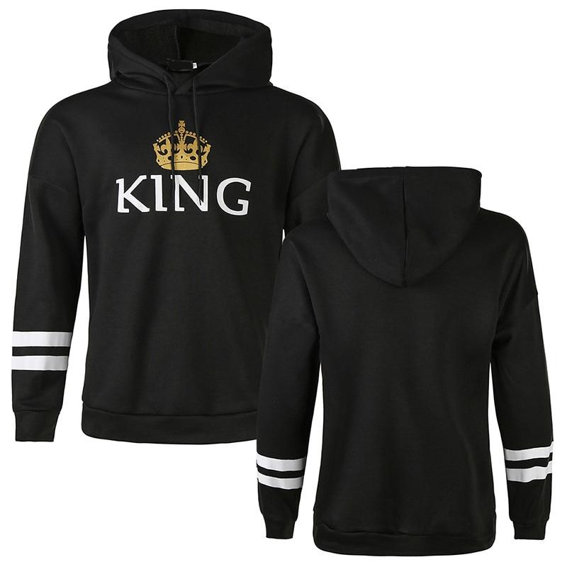 QUEEN KING Striped Hooded Couple Sweater
