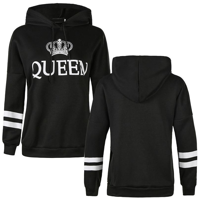 QUEEN KING Striped Hooded Couple Sweater