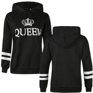 QUEEN KING Striped Hooded Couple Sweater