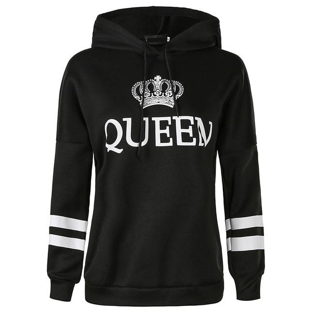 QUEEN KING Striped Hooded Couple Sweater