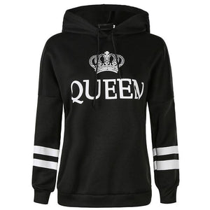 QUEEN KING Striped Hooded Couple Sweater