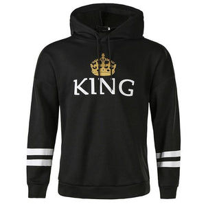 QUEEN KING Striped Hooded Couple Sweater