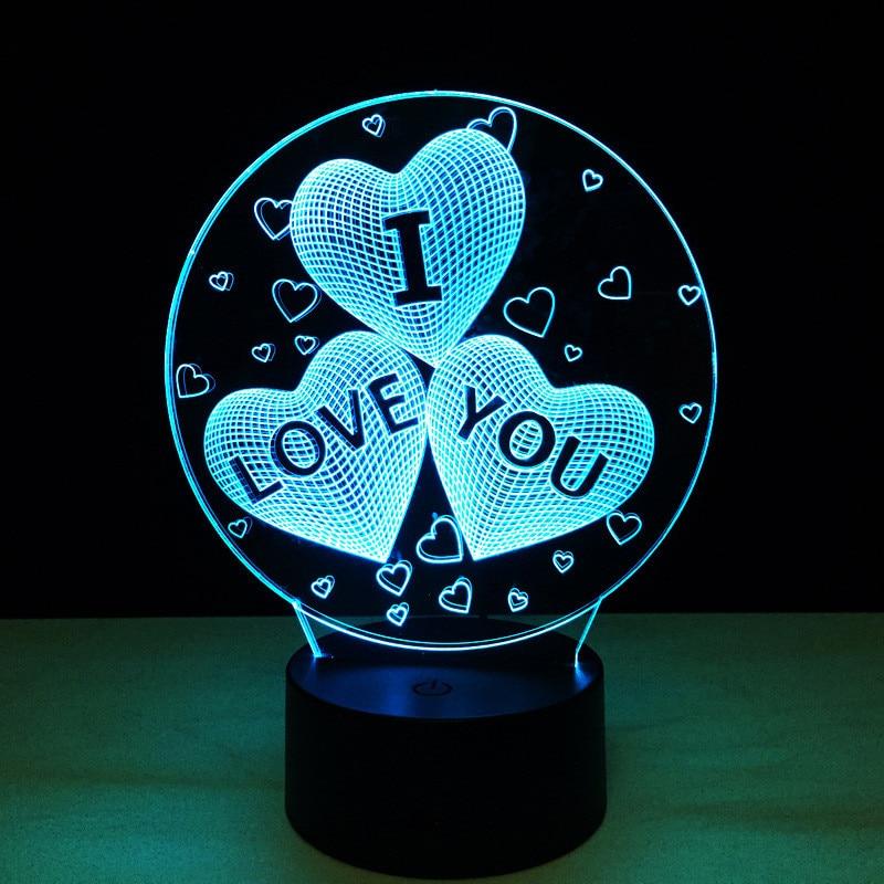 I LOVE YOU 7 Color 3D Lamp