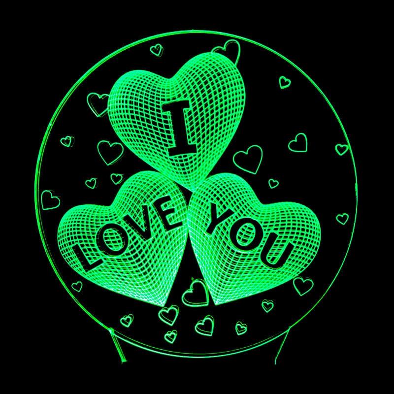 I LOVE YOU 7 Color 3D Lamp