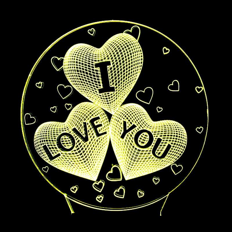 I LOVE YOU 7 Color 3D Lamp
