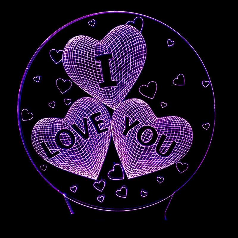 I LOVE YOU 7 Color 3D Lamp