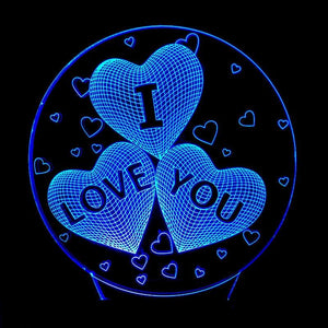 I LOVE YOU 7 Color 3D Lamp