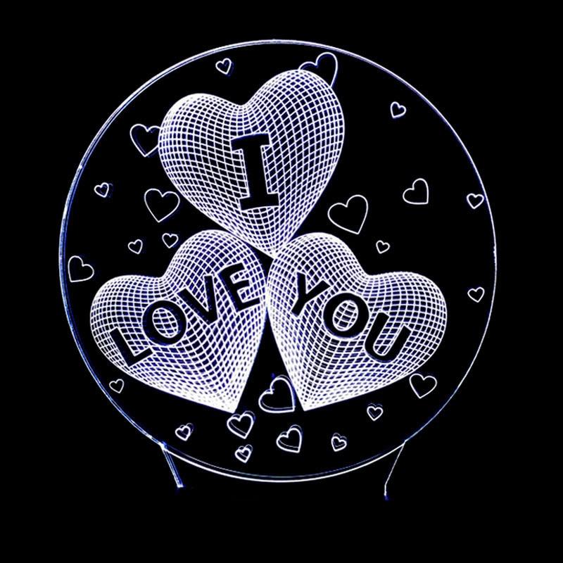 I LOVE YOU 7 Color 3D Lamp