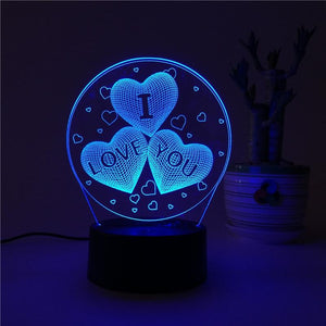 I LOVE YOU 7 Color 3D Lamp