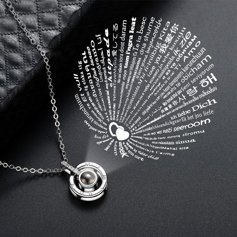 I Love You in 100 Languages Projection Couple Necklace