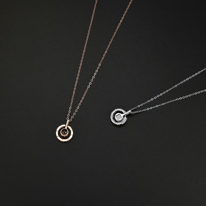 I Love You in 100 Languages Projection Couple Necklace