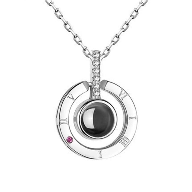 I Love You in 100 Languages Projection Couple Necklace