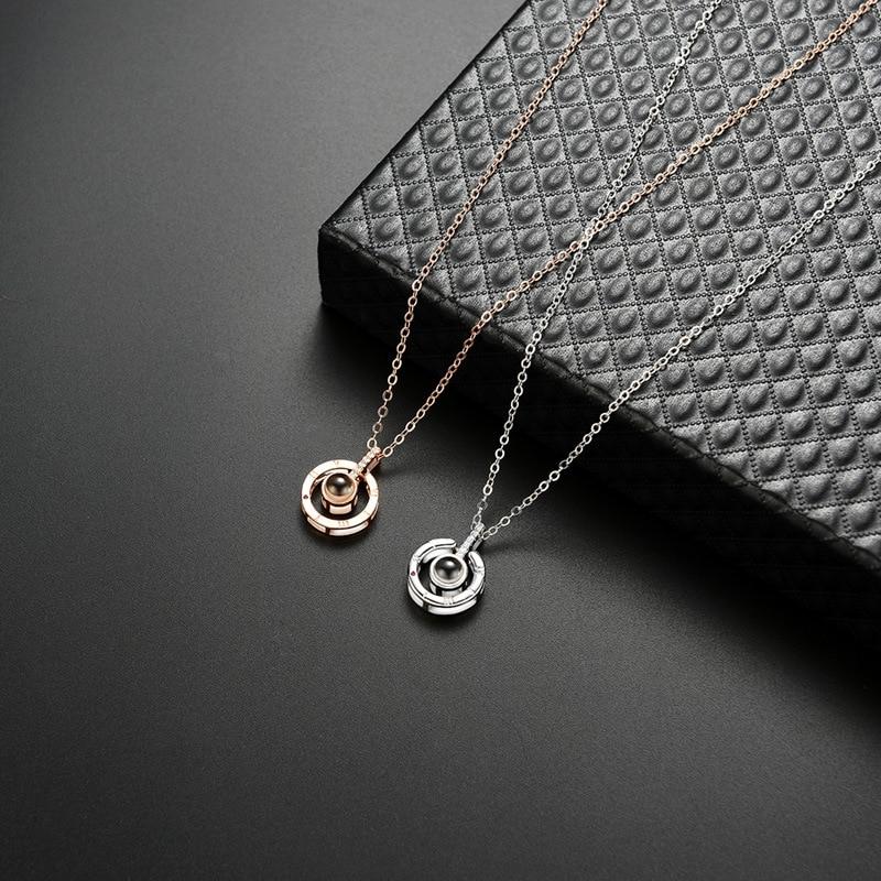 I Love You in 100 Languages Projection Couple Necklace
